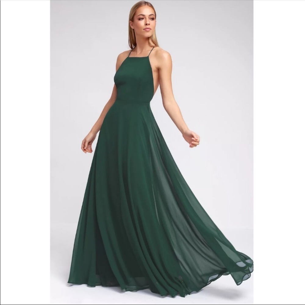 Lulu’s Mystical Emerald Green Backless Maxi